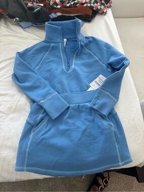 Zella Light Blue Quarter-Zip Pullover + Skort